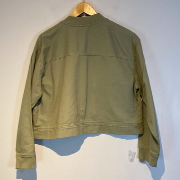 Nicole Miller New York sage green 100% cotton cropped denim zip jacket size M - Picture 4 of 10